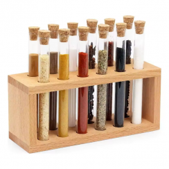 3 Pks Wooden Spice Storage Round Container Set Rack