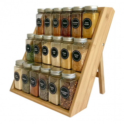 4 Pks Bamboo 3 Tier Seasoning Spice Rack