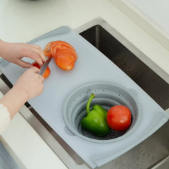 4 Pks Kitchen Multifunctional Drainage And Cutting Board With Folding Drainage And Storage Basket