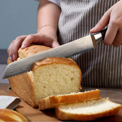 3 Pks 8 Inch Stainless Steel Wooden Handle Cake Bread Serrated Knife