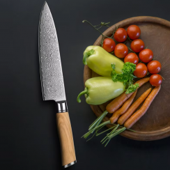 Damascus Chef Steel Knife With Wood Handle