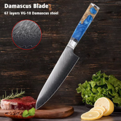 4 Pks Professional Damascus Chef Knife with Resin Handle