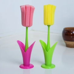 80 Pks Long Handle Kitchen Flower Shaped Cup Cleaning Sponge